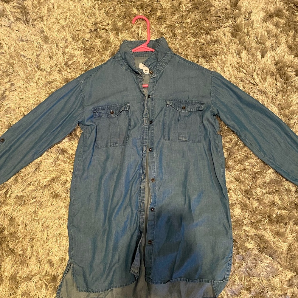 Juniors Denim Button Up